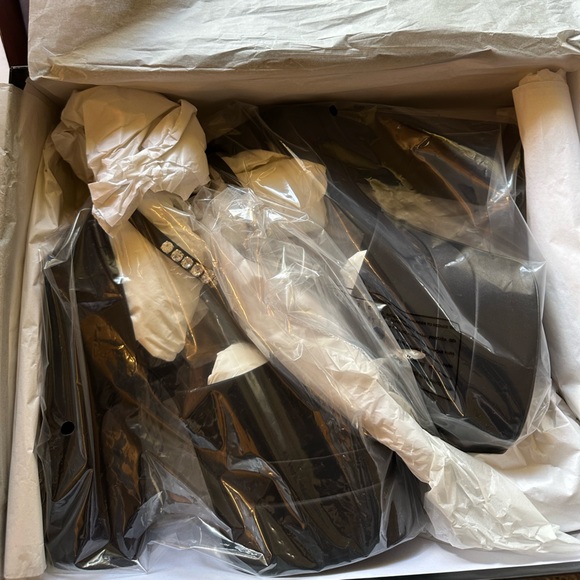 Versace Aevitas Black Satin Platform Sandals Peep Toe 38.5 - Picture 2 of 5